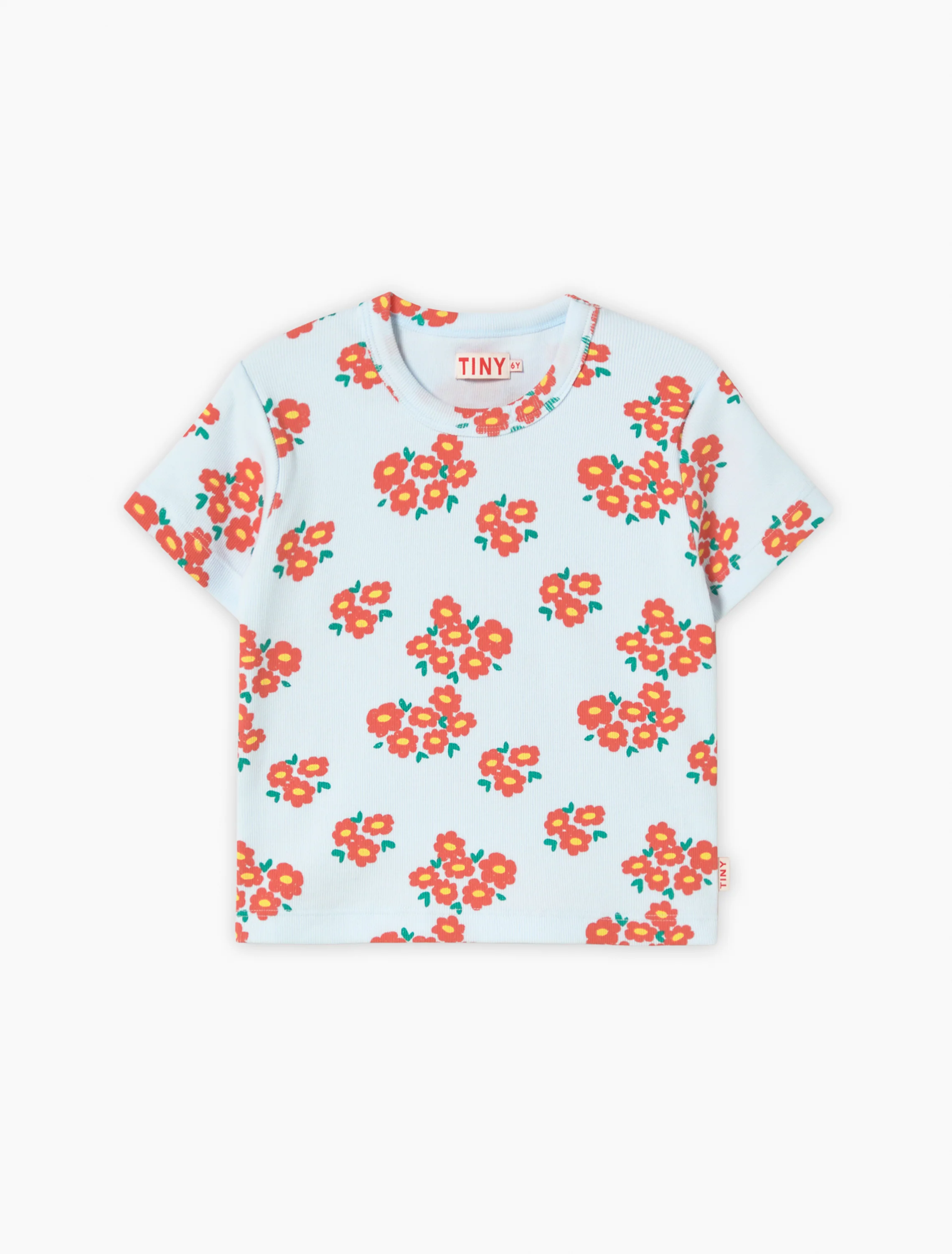 Blossoms Rib Tee in Ice Blue