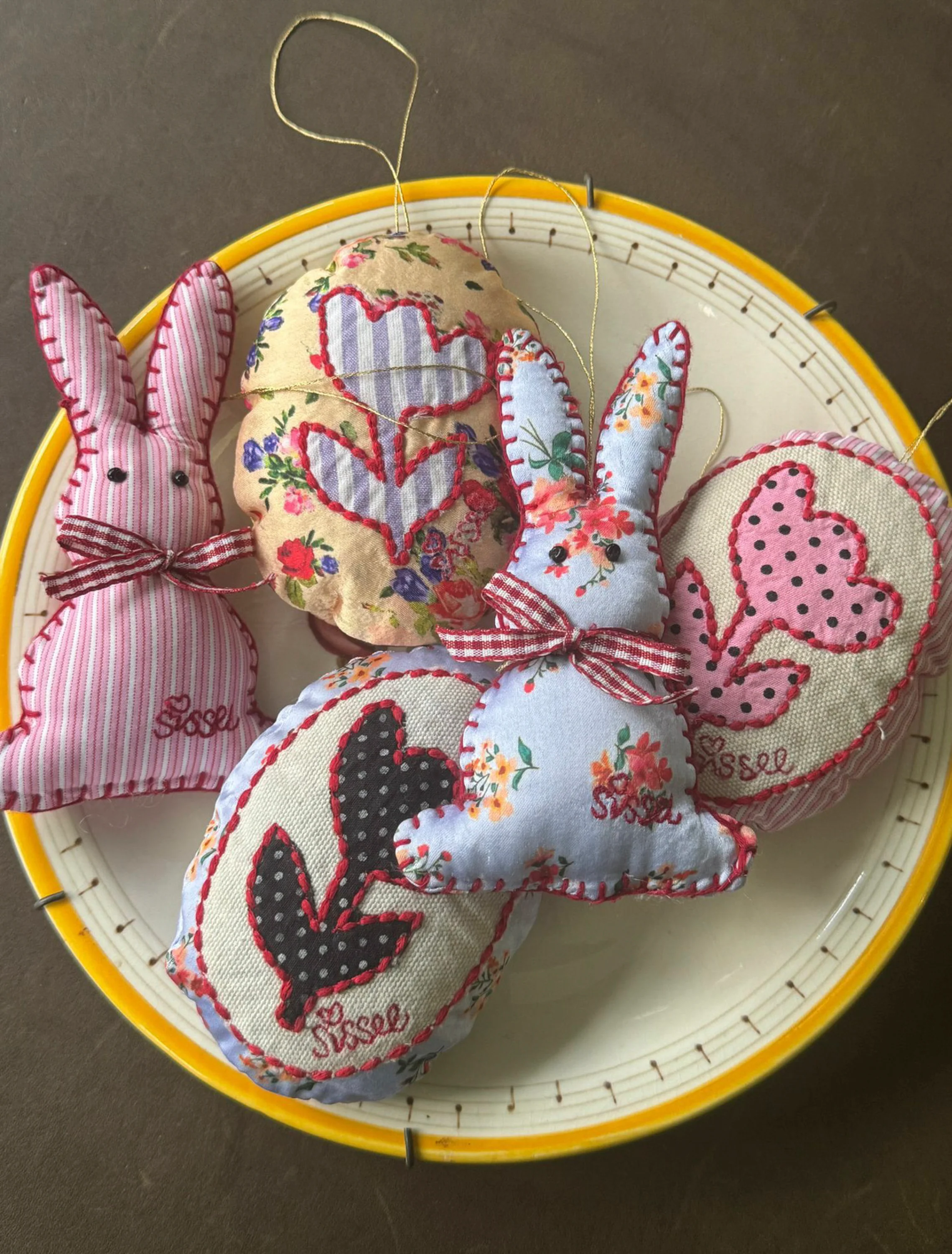 Bonnie Bunny Ornament in Pink Stripes - Image 3