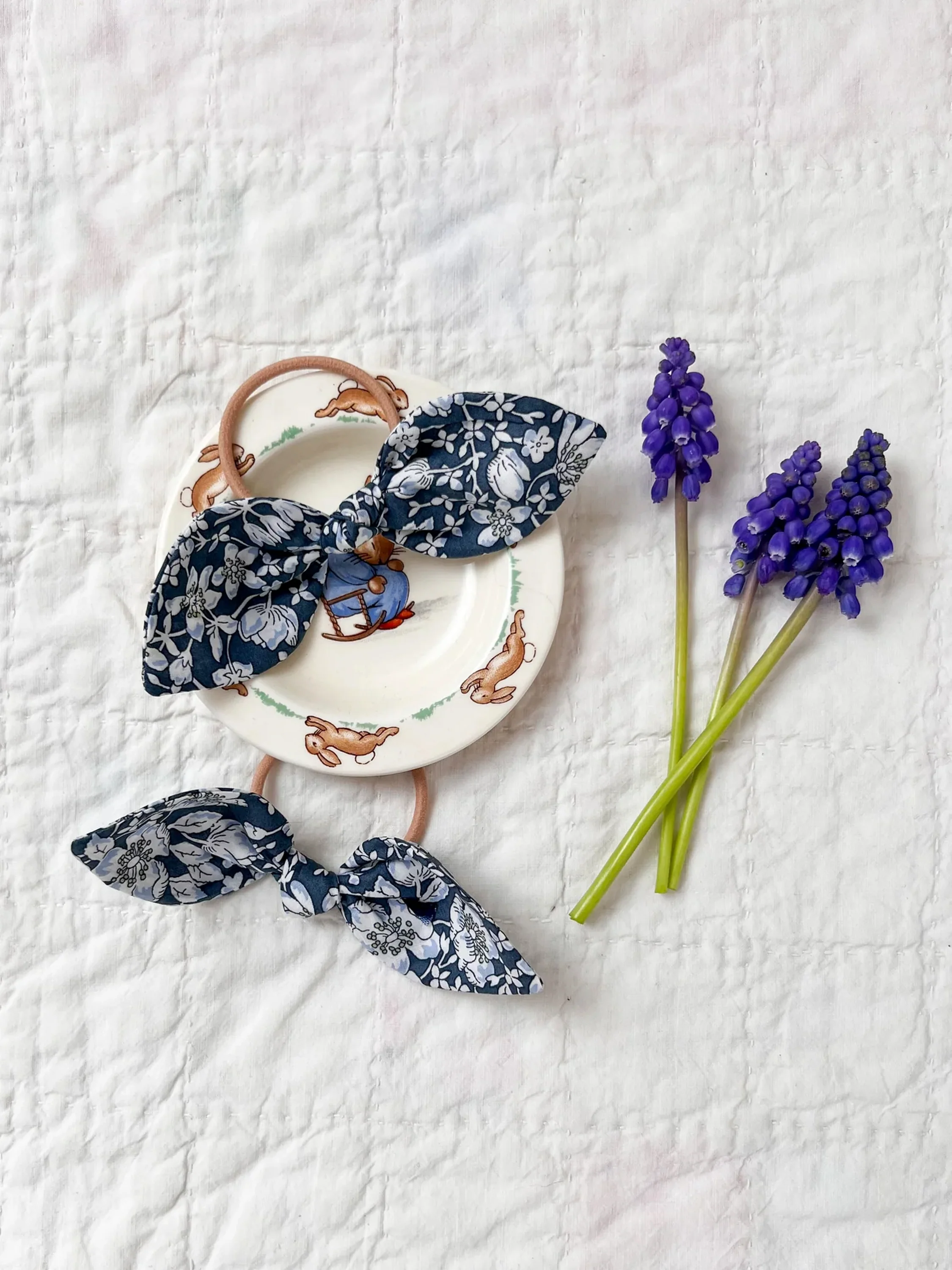 Bunny Hair Ties in Liberty Lizzy Blue - Image 2