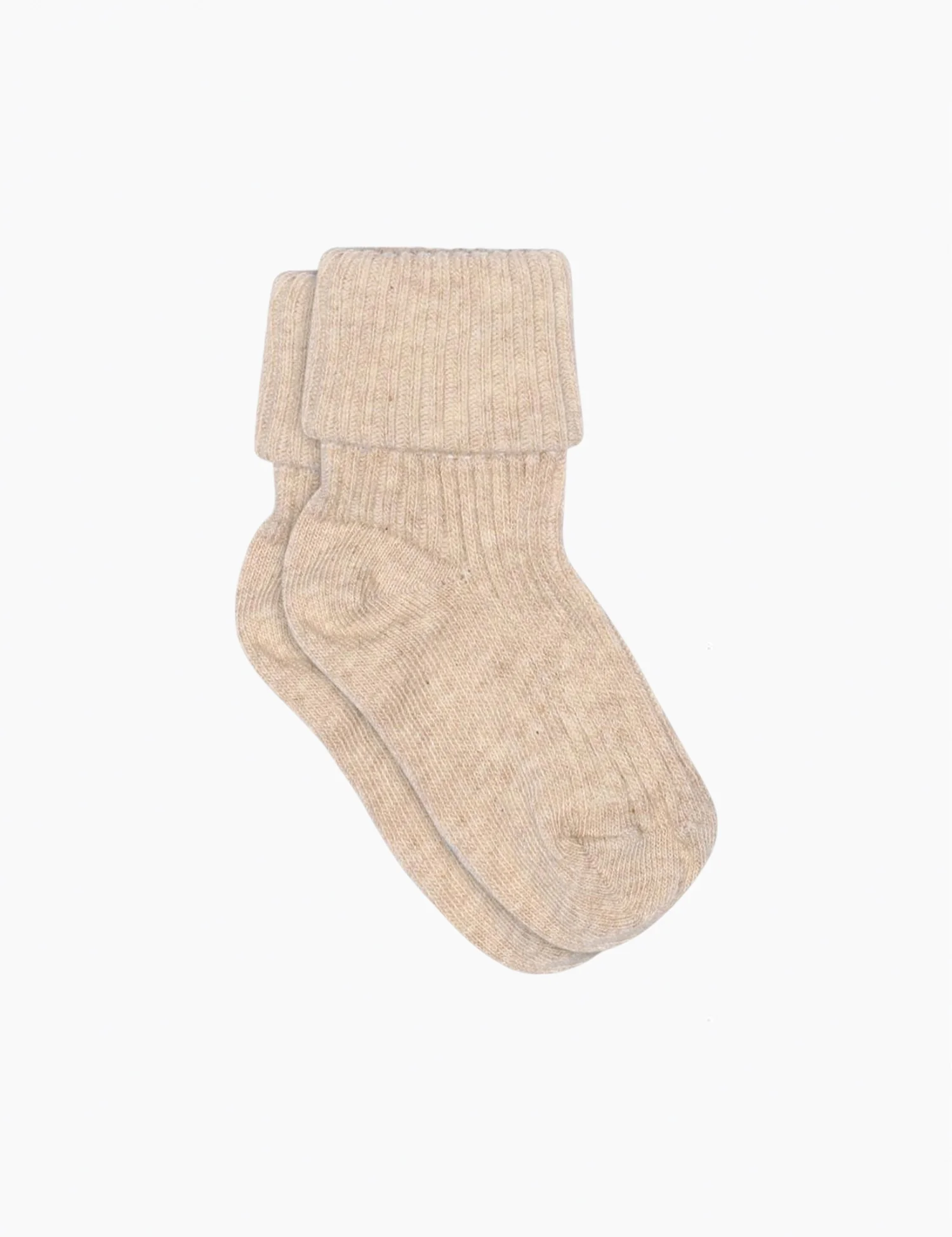 Cotton Rib Socks in Beige Melange