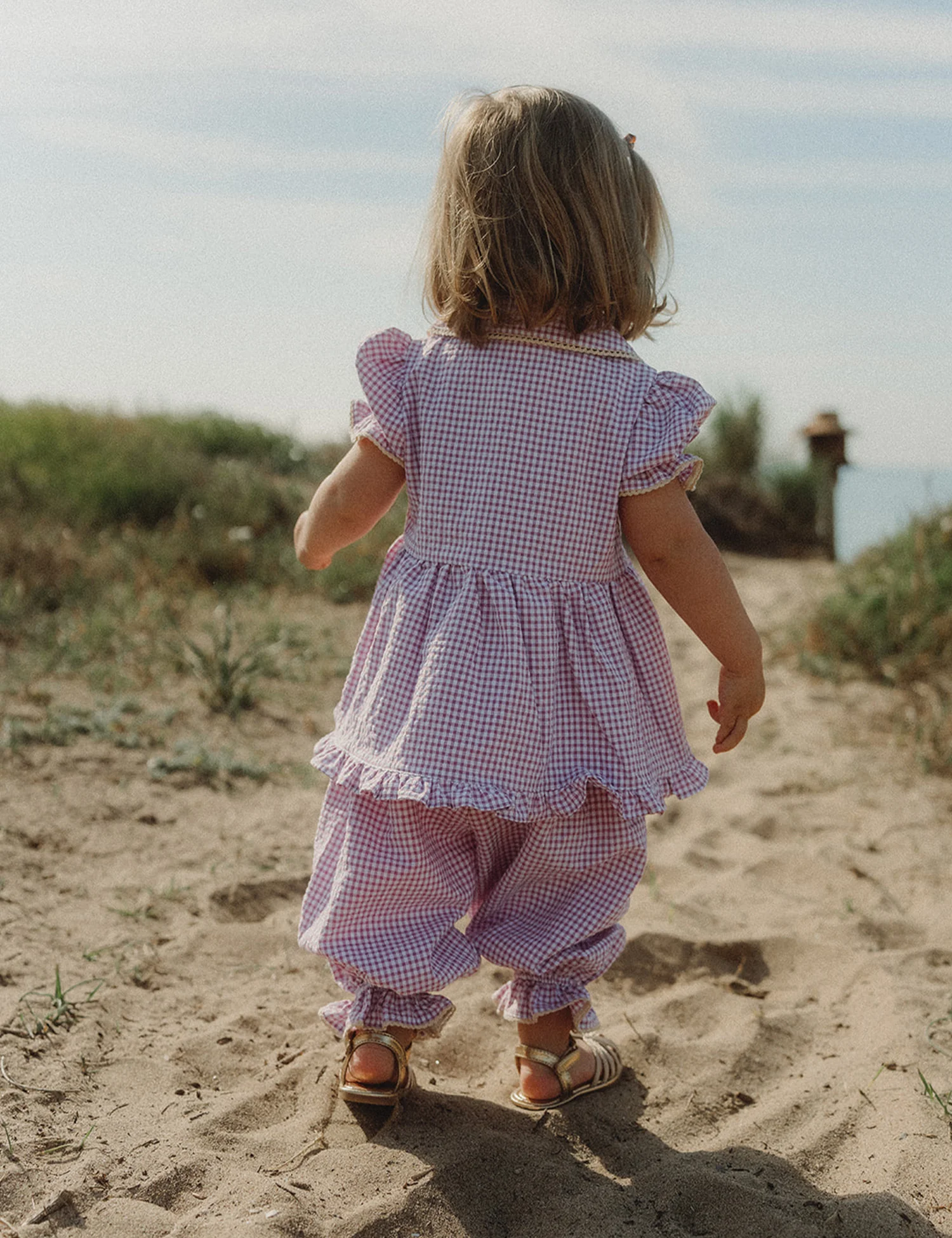 Daisy Pajama Set in Lavender Gingham - Image 3