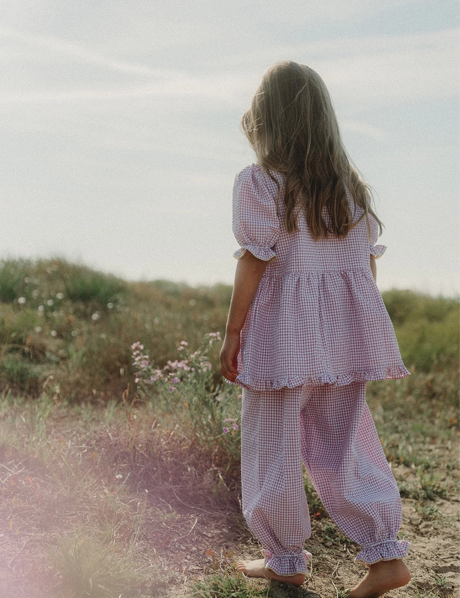 Daisy Pajama Set in Lavender Gingham - Image 9