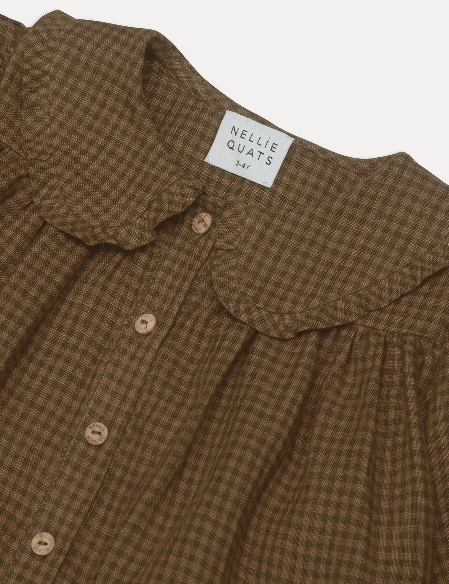 Duck, Duck, Goose Blouse in Nut Brown Mini Check Linen - Image 3