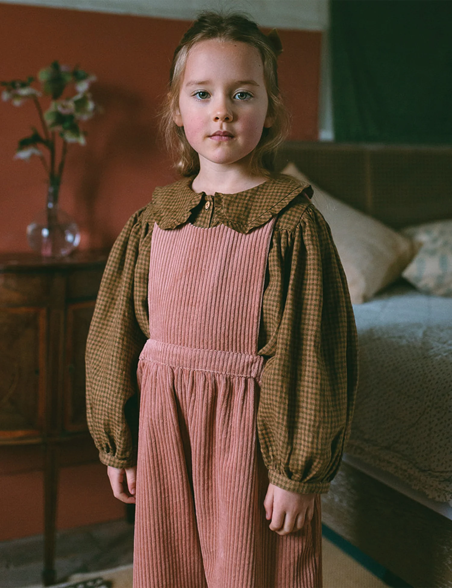 Duck, Duck, Goose Blouse in Nut Brown Mini Check Linen - Image 4