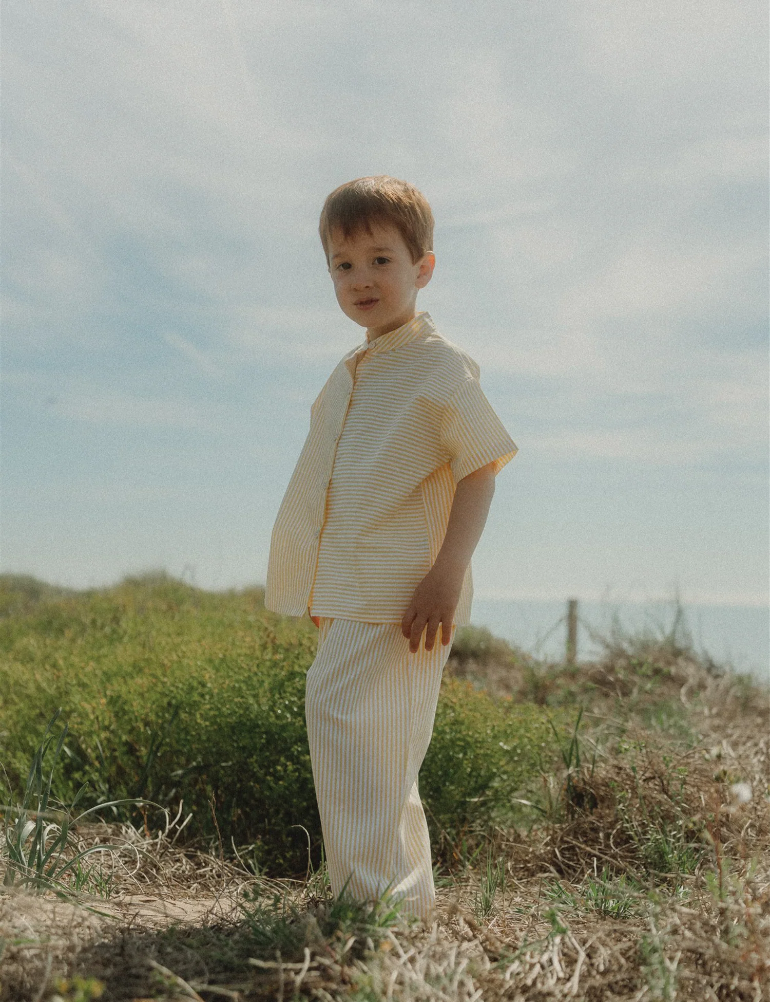 Fox Pajama Set in Sunlit Yellow Stripes - Image 3