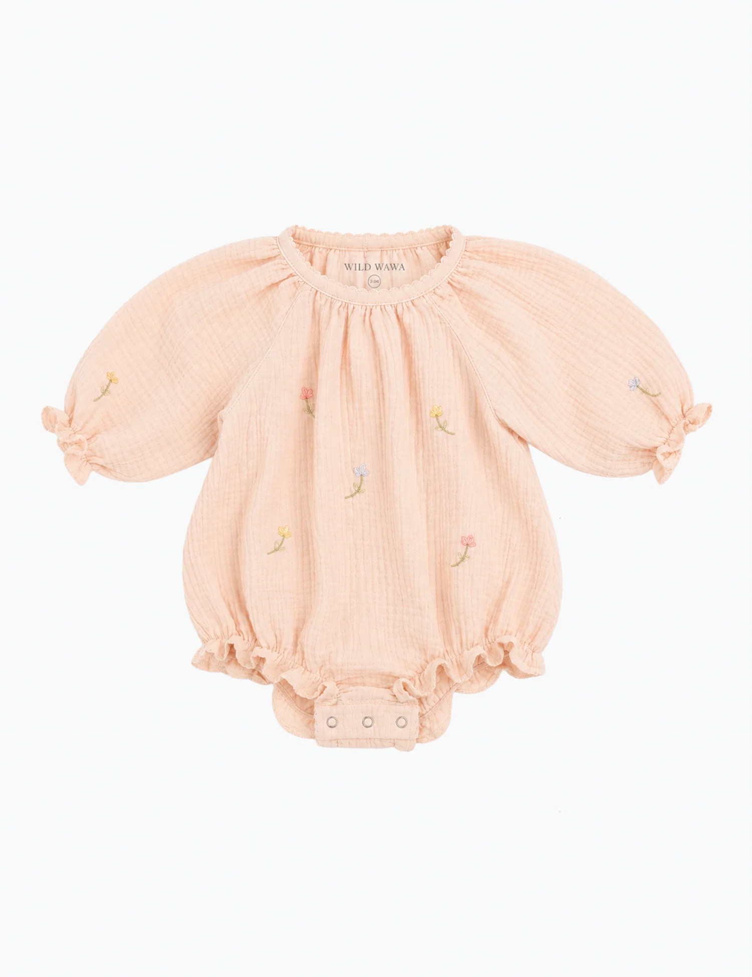 Gauze Romper in Embroidered Flowers