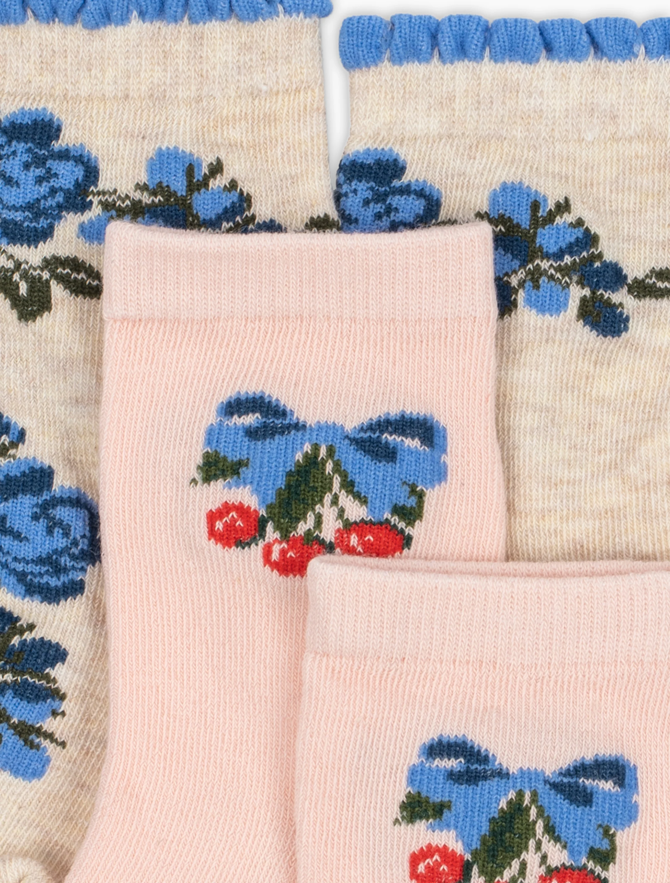 Jacquard Mix Socks - 2 Pack in Flower/Cherry - Image 4