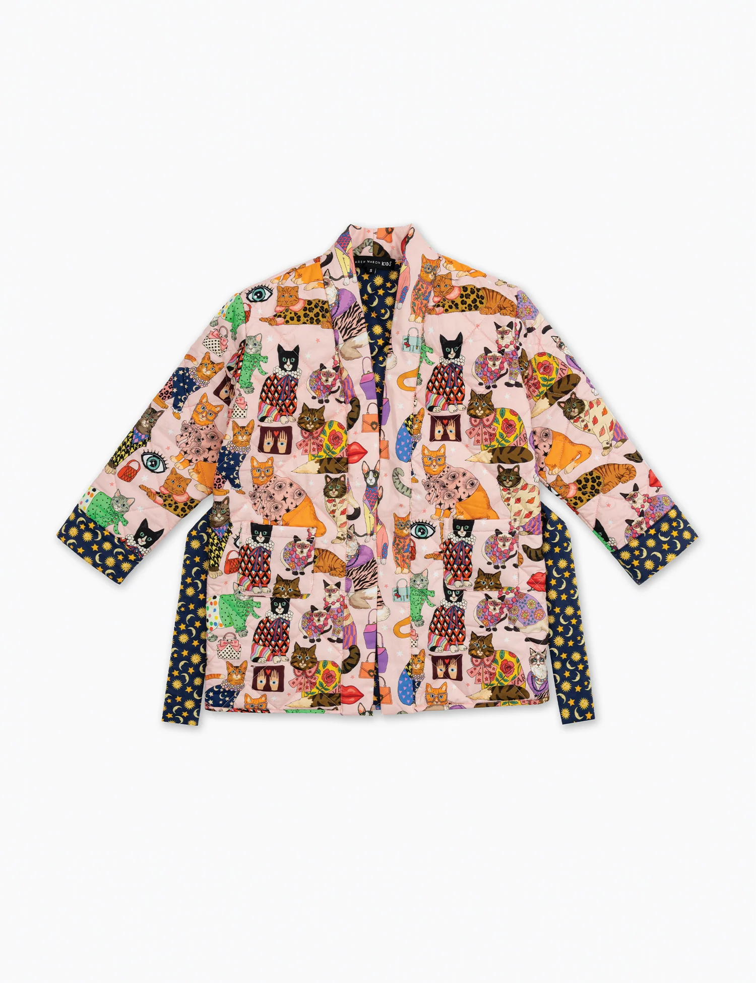 Kids Quilted Robe in Fashion Cats