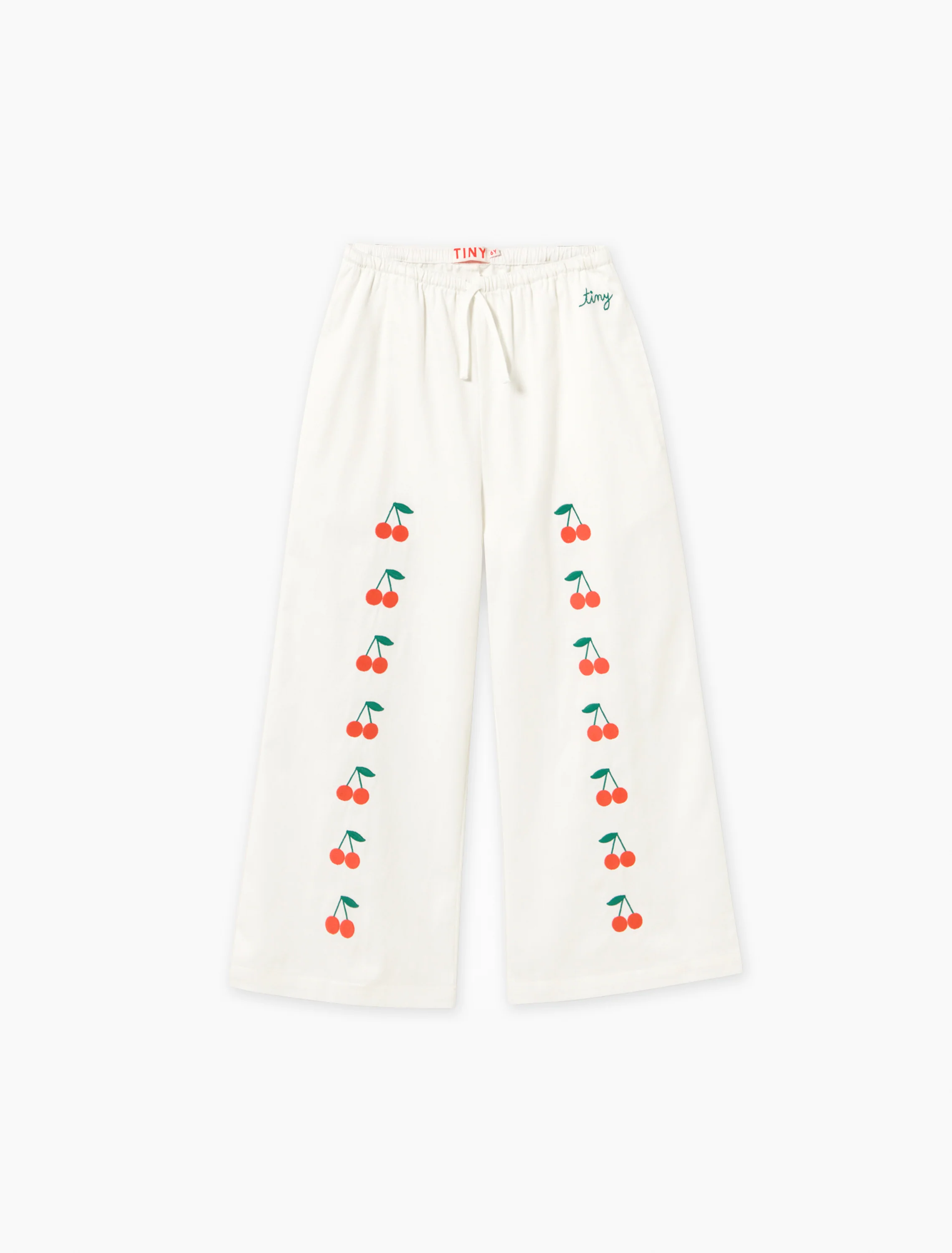 Mini Cherries Twill Pants in Off-White