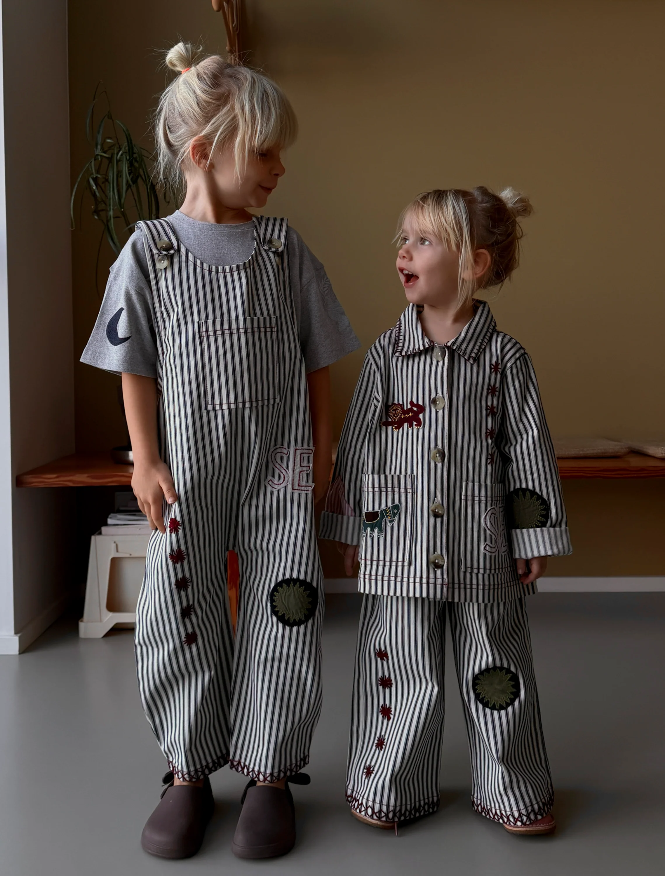 Moxie Mini Overalls in Milk Stripe - Image 4