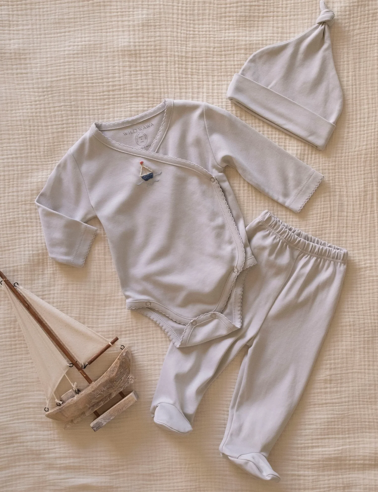 Pima Embroidered Bundle Set in Blue Boat - Image 3