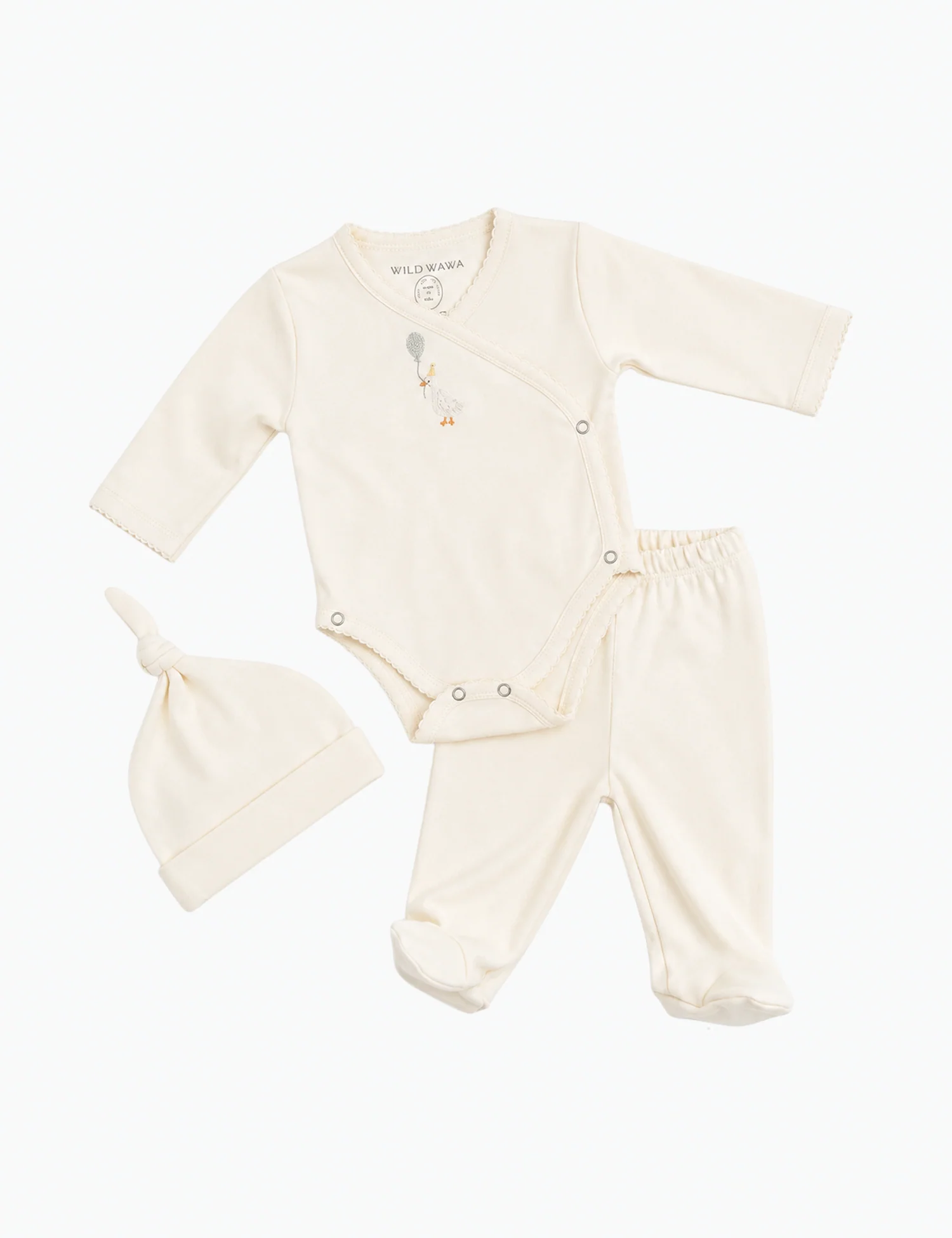 Pima Embroidered Bundle Set in Goose