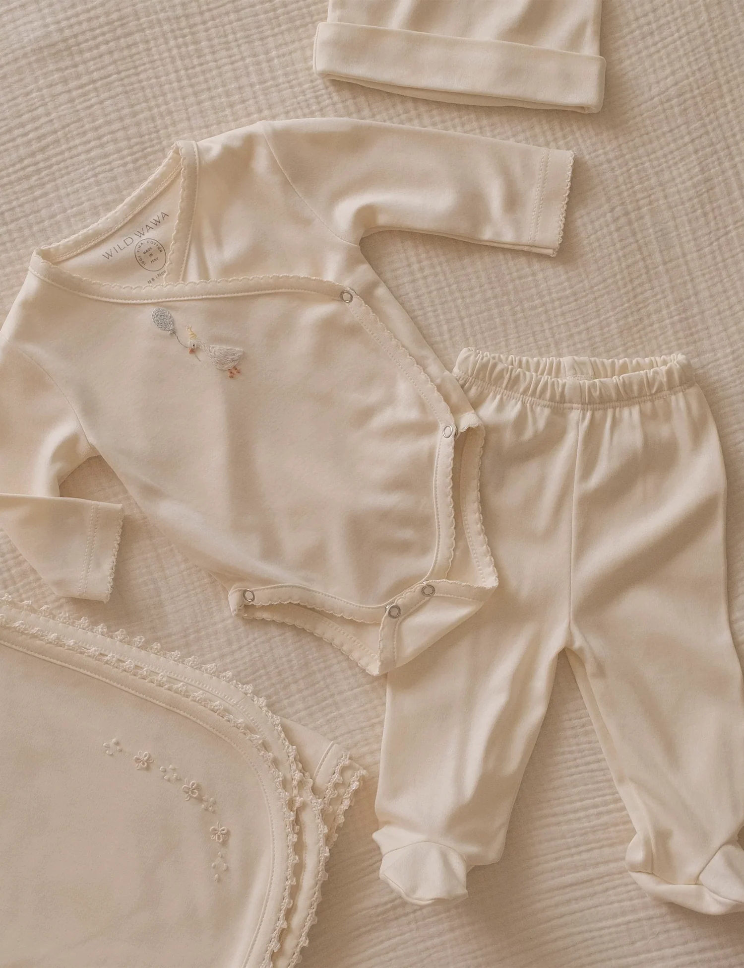 Pima Embroidered Bundle Set in Goose - Image 3