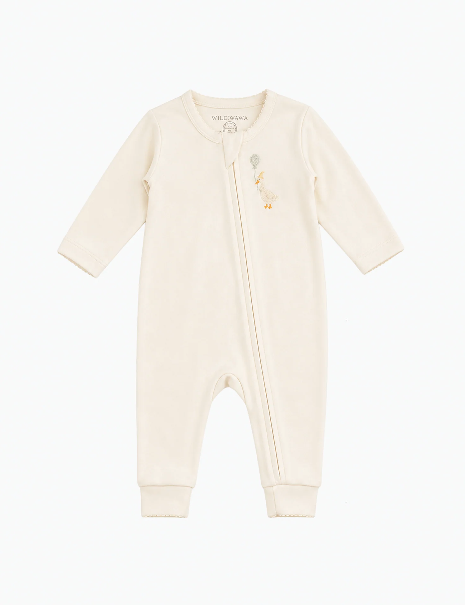 Pima Embroidered Footless Sleeper in Goose
