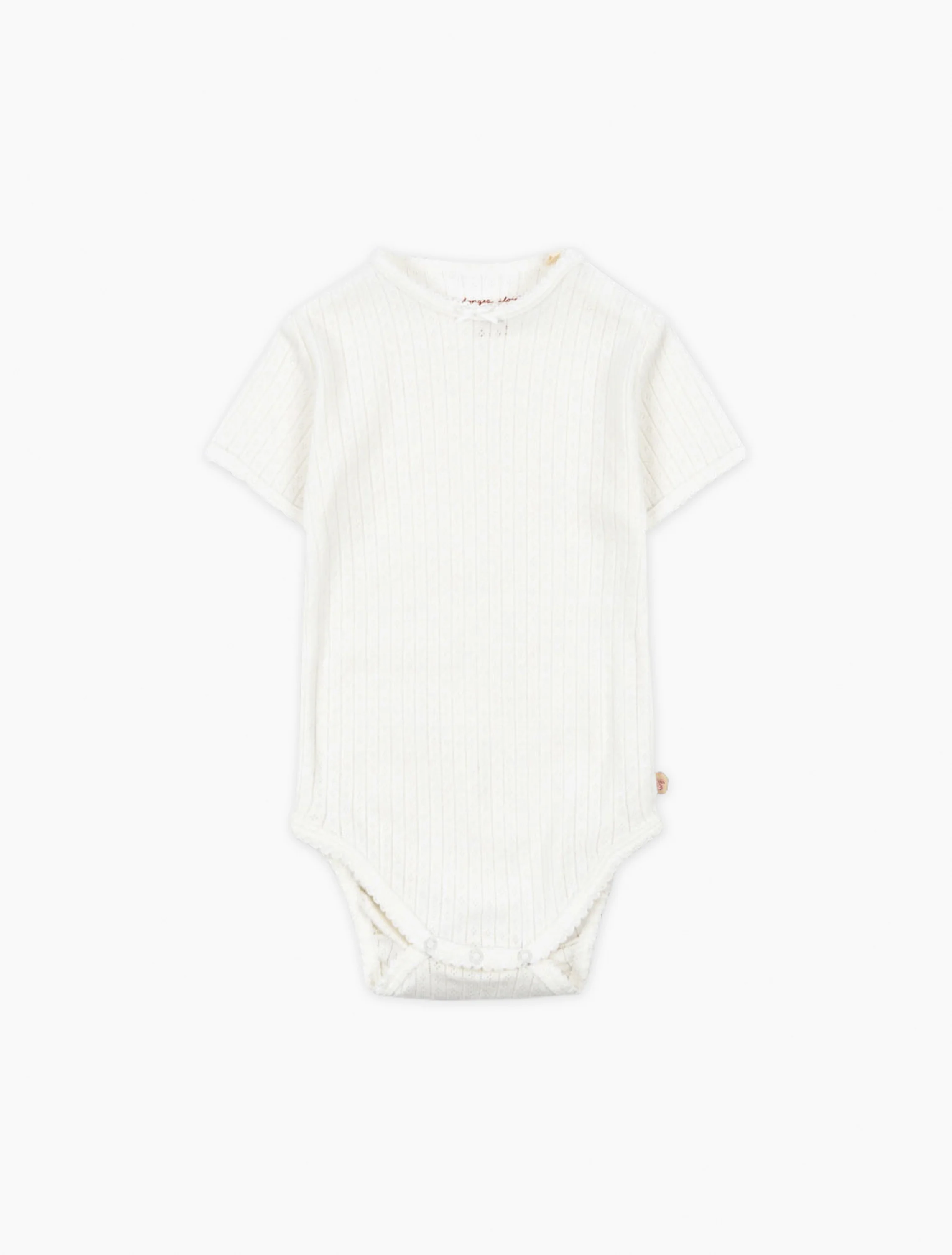 Pointelle Minnie SS Bodysuit in Optic White