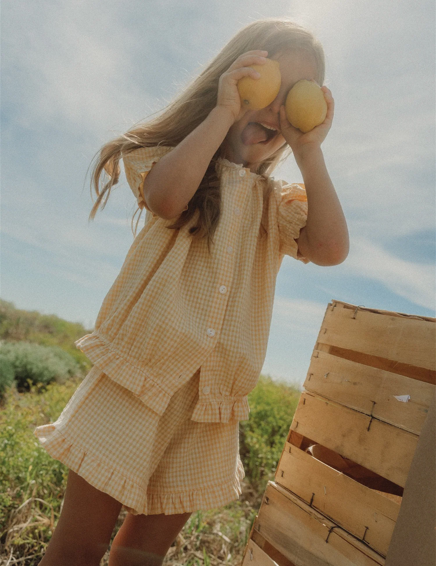 Poppy Pajama Set in Buttercup Yellow Gingham - Image 5