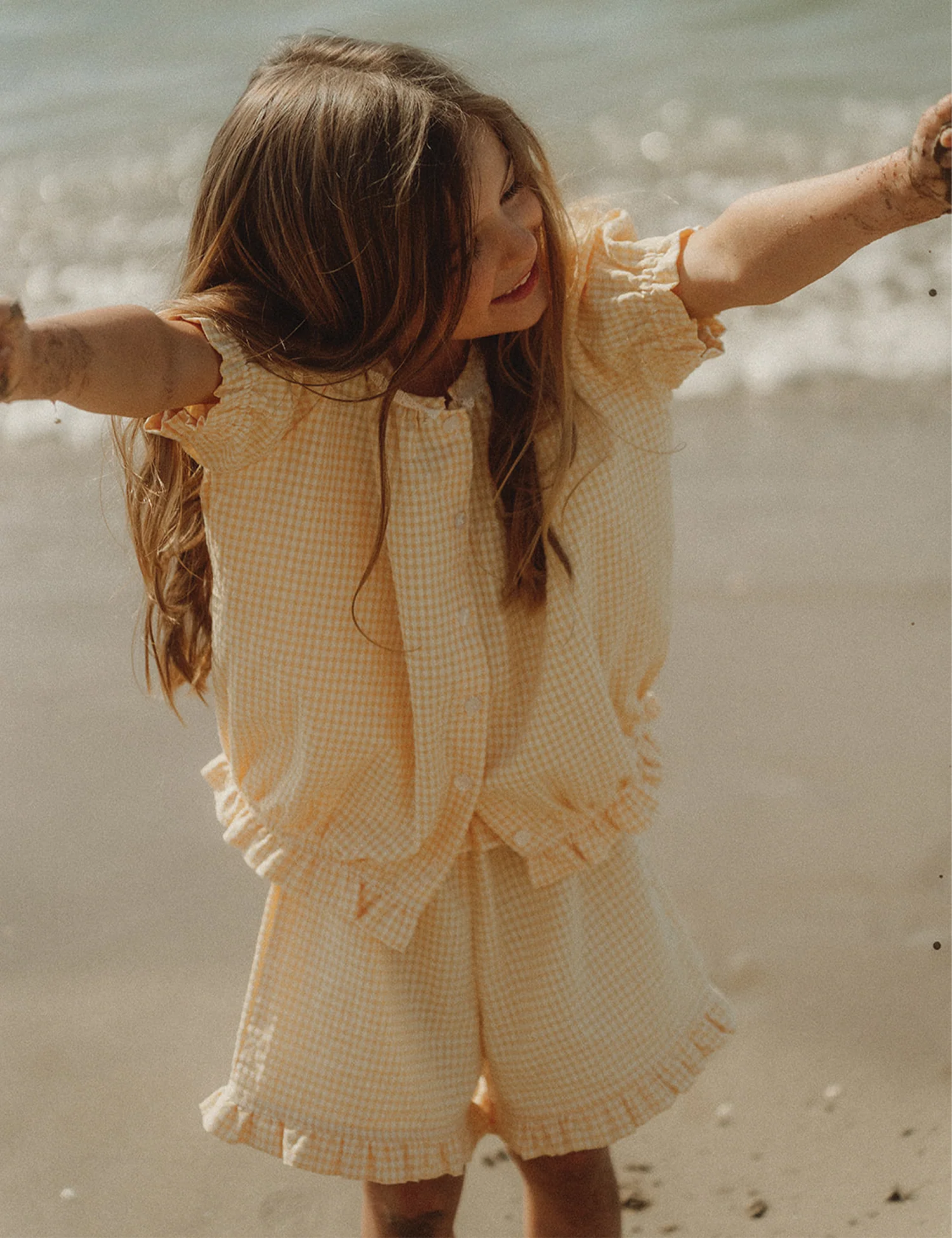 Poppy Pajama Set in Buttercup Yellow Gingham - Image 6