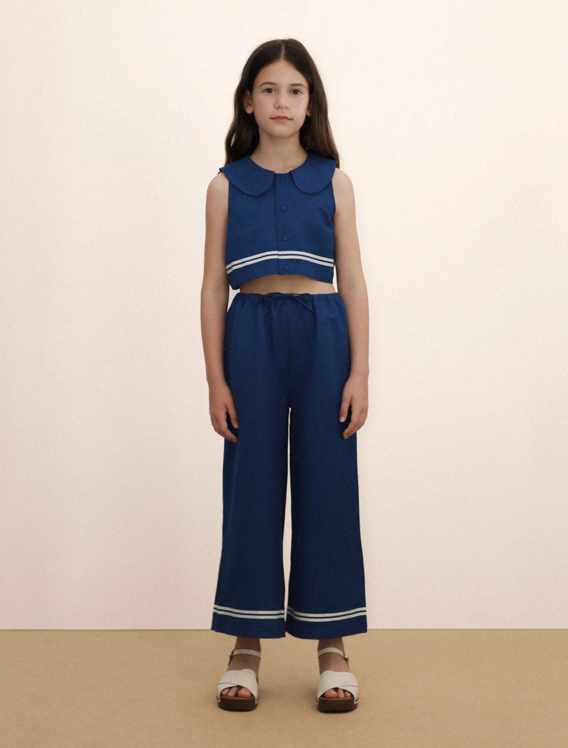 Stripes Woven Pant in Light Navy - Image 4