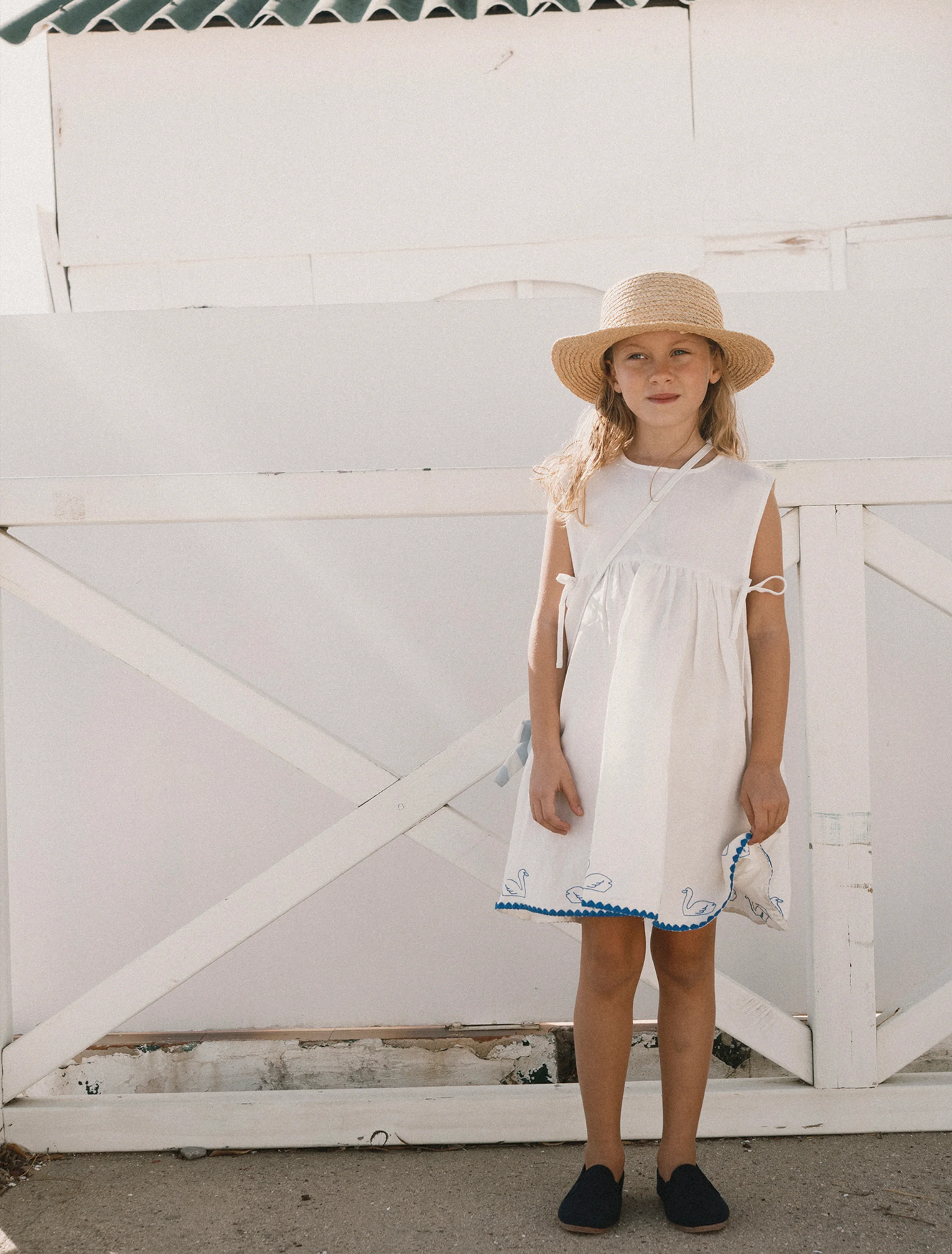 Swans Bows Dress in Off-White - Image 2