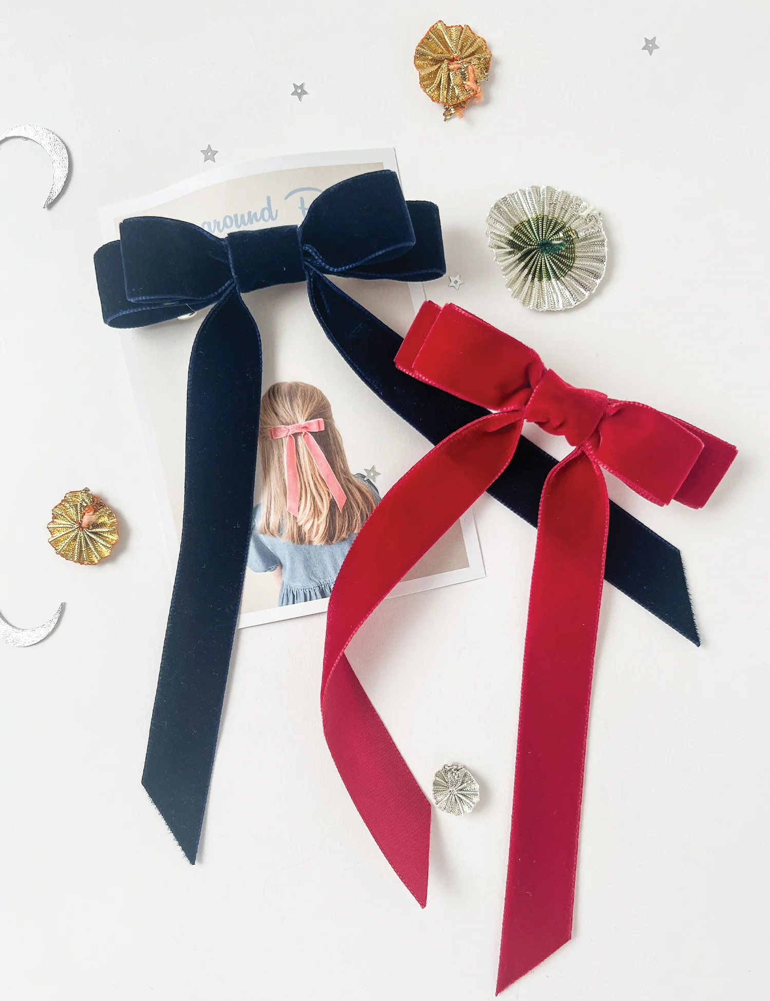 Velvet Hair Clip in Classic Navy Large - Image 3