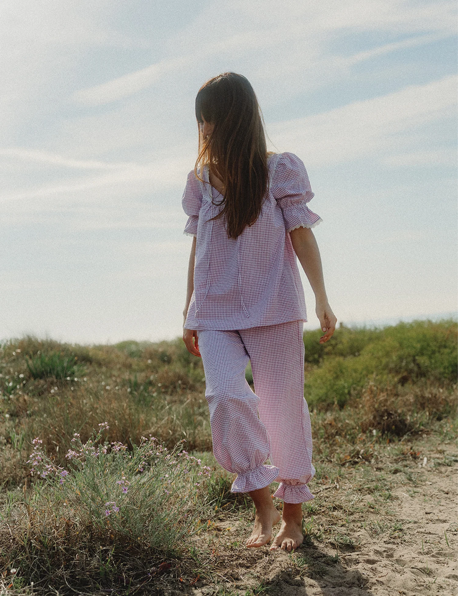 Women's Dahlia Pajama Set in Lavender Gingham - Image 3