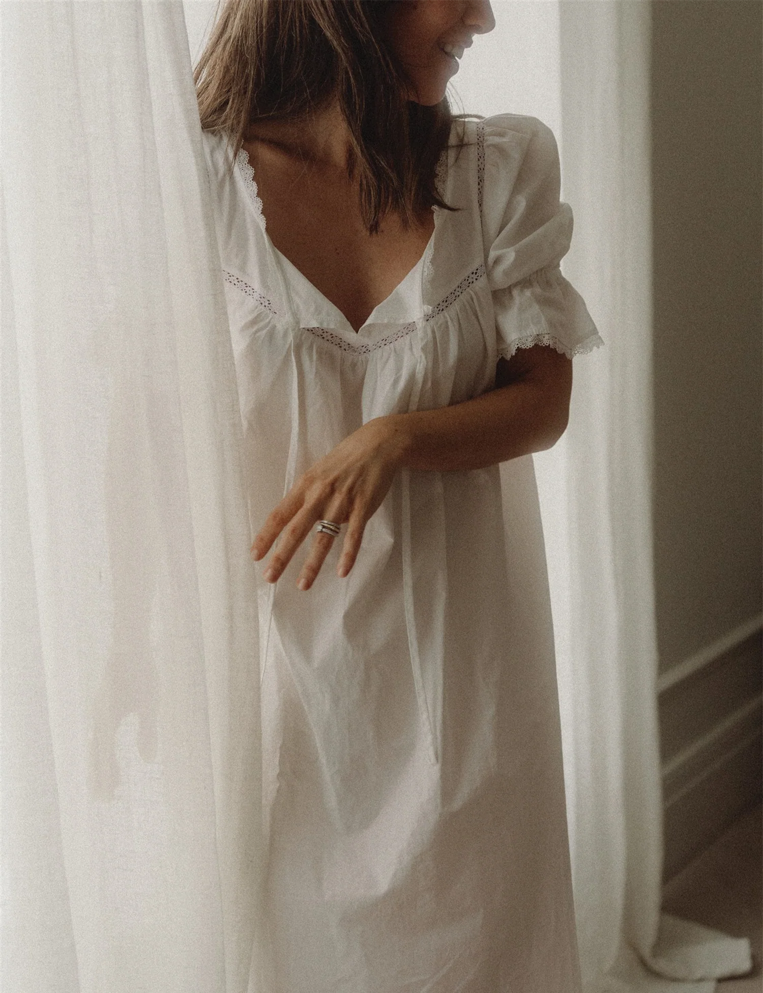 Women's Peony Nightgown in Timeless White - Image 5