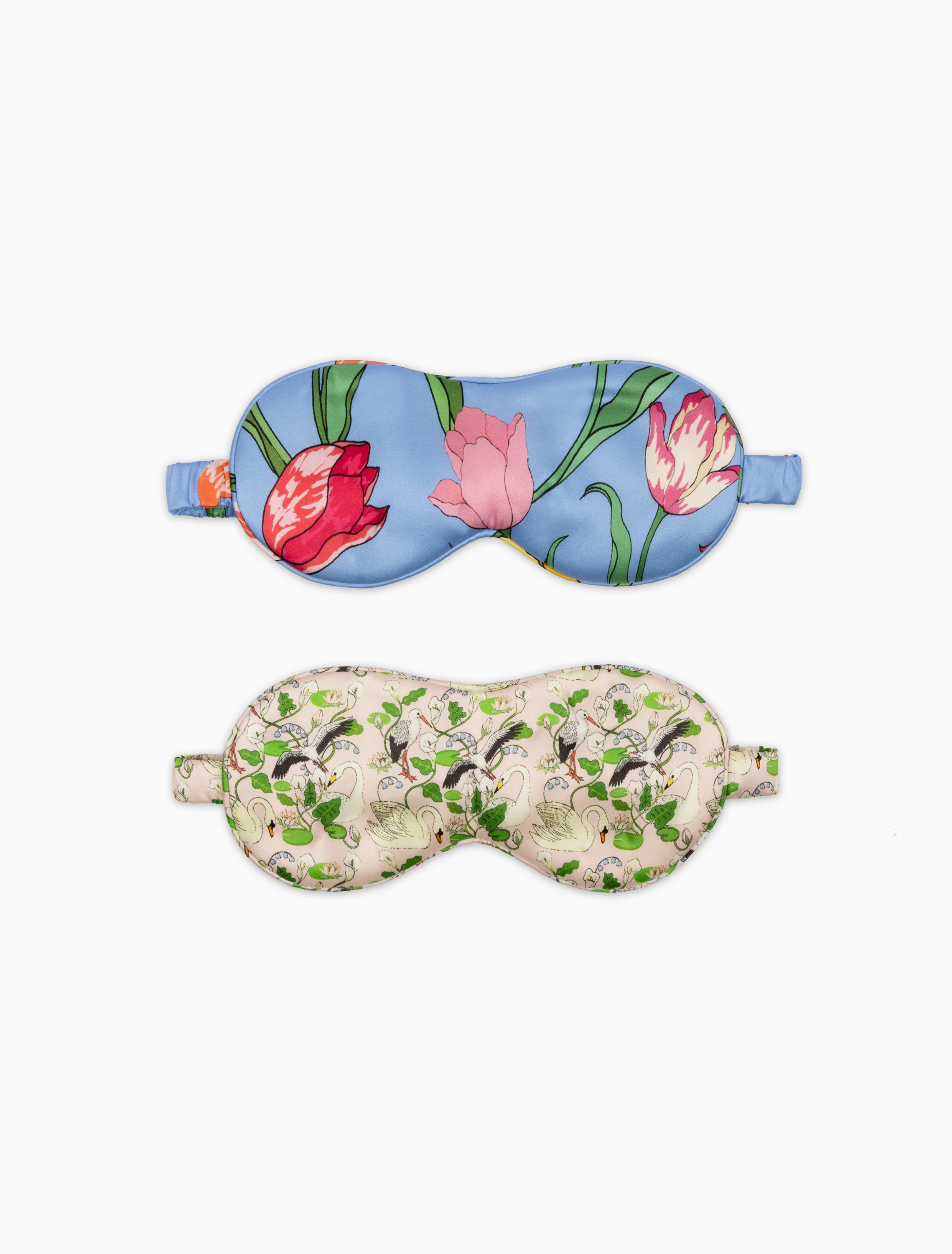 Women's Silk Eye Mask in Blue Tulips - Image 6